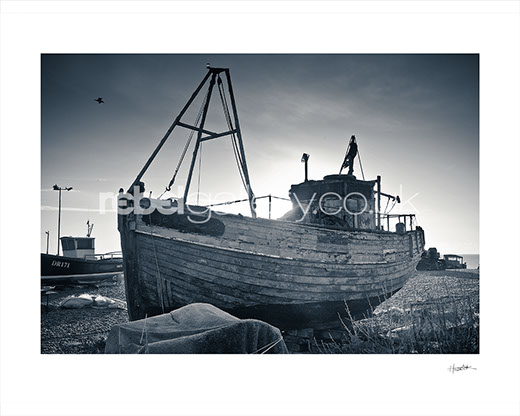 Photograph of Hastings Trawler Flying Fish on a frosty morning by Hastings Photographer Jon "Huldrick' Wilhelm.