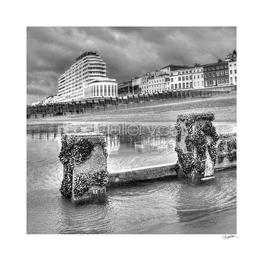 Photograph of Marine Court St. Leonards-on-Sea at low tide by Hastings photographer Jon Huldrick Wilhelm