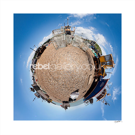 Mini Planet Photo of Hastings Stade by Hastings Photographer Jon Huldrick Wilhelm.