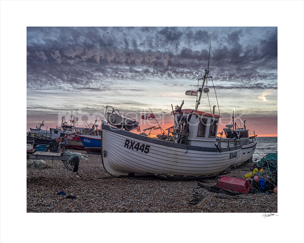 Photograph of Hastings Stade at sunrise by Jon Wilhelm.